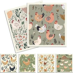 Chicken Swedish Dishcloths for Kitchen, 6 Pcs Reusable Chick Swedish Dish Cloths, Absorbent Fast Drying Cleaning Sponge Cloths for Kitchen Cooking Farmhouse Home Decoration Housewarming Gifts