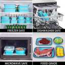 Collapsible Food Storage Containers with Lids 20 Pack(81oz/58oz Extra Large Included), 12 Rectangular+8 Round, Annaklin Silicone Collapsible Food Containers Sets Microwave Freezer Dishwasher Safe Blue