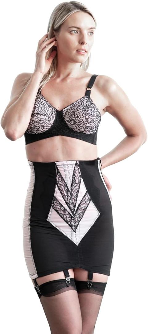 Rago 1294 | Open Bottom Girdle Extra Firm Shaping | Sizes M8X | Zipper + Hook Closure | Classic Vintage Control | USA MADE (Pink/Black L/30)