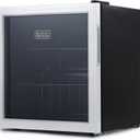 BLACK+DECKER 1.7 Cu. Ft. Beverage Cooler, Beverage Fridge with Double Pane Glass Door, Drink Fridge and Beverage Refrigerator with 63-Can Capacity for Home Bar, Home Office and More