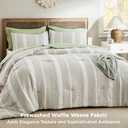 Bedsure Waffle King Size Comforter Set - Linen Soft Cotton Bedding Set for All Seasons, Stripe Fluffy Bed Set 3 Pieces with 1 Waffle Weave Comforter King Size and 2 Pillow Shams