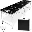 GoPong 8 Foot Portable Beer Pong/Tailgate Tables (Black, Football, American Flag, or Custom Dry Erase)