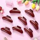 8 Pcs Large Acrylic Hair Claw Clips for Women Non slip Strong Hold Clamps for Thick and Thin Hair(Glossy,Red)