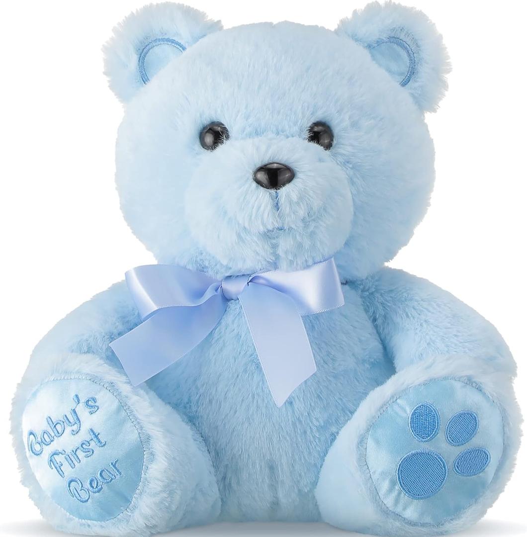 Chalyna 10 Inch Stuffed Baby's Animal First Bear Cute Doll Plush Baby Shower Party Favor Plush Toy Stuffed for Birthday Baby Shower Wedding(Blue)