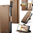 for Samsung Galaxy Z Fold 6 Case, Premium PU Leather Wallet Case Flip Cover with [RFID Blocking][Card Holder][Stand Function] Shockproof Protective for Samsung Galaxy Z Fold 6, Brown