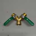 FINEST+ Garden Hose Splitter 2 Way, Heavy Duty Brass Y Valve Garden Hose Splitter With Stainless Steel Long Handle, Full Flow Hose Splitter Connector, Y Valve 3/4 Inch GHT Thread