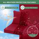 Summsun Waterproof Patio Cushions for Outdoor Furniture, Fade Resistant Back Pillow and Seat Cushion Set for Couch Replacements, 24 x 24 Inch, Red, Set of 4