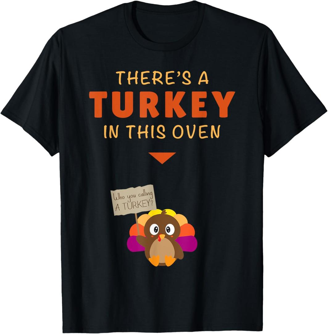 Mom Funny Turkey Thanksgiving Pregnancy Announcement Women T-Shirt