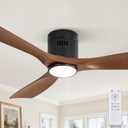 Fanbulous 52" Ceiling Fans with Lights and Remote Control,Modern Flush Mount Ceiling Fan with 3 CCT,Low Profile Ceiling Fans with 6-Speeds Reversible DC Motor for Patio Living Room Bedroom(Walnut)