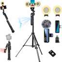 70.9 Auto Face Tracking Tripod for iPhone Anriod Phone,Vlogging Kit for iPhone,Content Creator Essentials,with Light / 360 Rotatable Tripod/Wireless Microphone/Remote