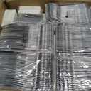 YOUBET 700PCS Silver Plastic Plates - White and Silver Disposable Plates - Silvery Plastic Dinnerware Set - Include 200 Plates, 300 Heavy Duty Silverware, 100 Cups and 100 Napkins for Wedding & Party