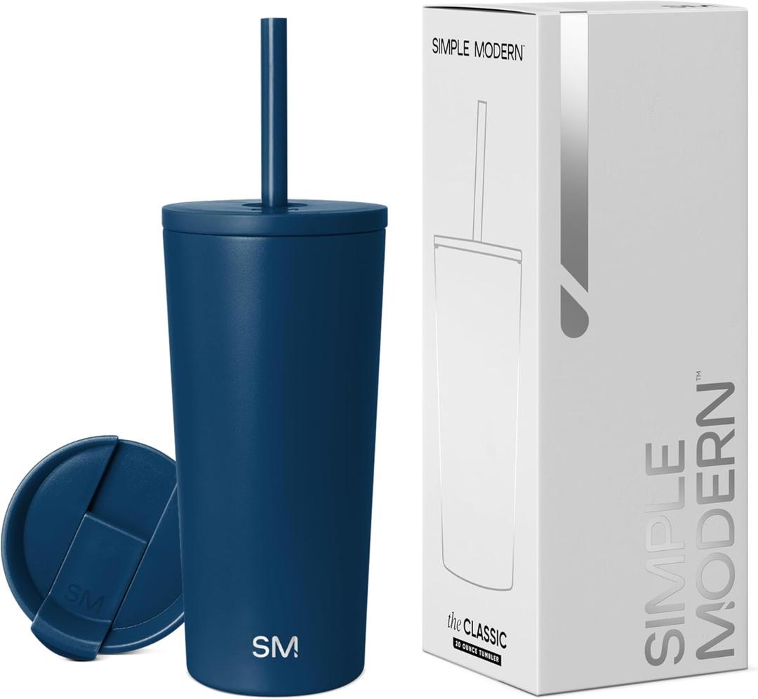 Simple Modern Insulated Tumbler with Lid and Straw | Iced Coffee Cup Reusable Stainless Steel Water Bottle Travel Mug | Gifts for Women Men Her Him | Classic Collection | 20oz | Slumberland