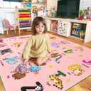 Bolacrom Kids Rugs for Playroom Educational Rug for Learn The ABC Alphabet, Soft Machine Washable Non-Slip Cute Carpet for Classroom Toddler Nursery Kids Room Decor Mat