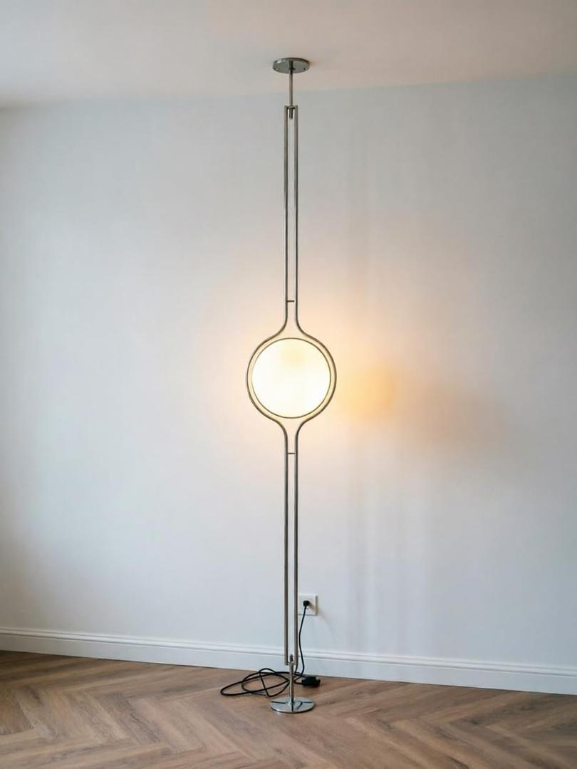 Premium Stainless Steel Floor to Ceiling Lamp, Minimalist Modern Design, Tool-Free No Drill No Screw Installation, 3 Color Light Mode, Adjustable Height 98"-110" Tall Standing Lamp for Home Decoration