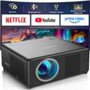 CiBest Mini Projector with WiFi and Bluetooth, Compatible with Netflix/YouTube/PrimeVideo, Electric Focus & Keystone, Short Throw Full HD 1080P Video Projector, Portable Outdoor/Indoor Use
