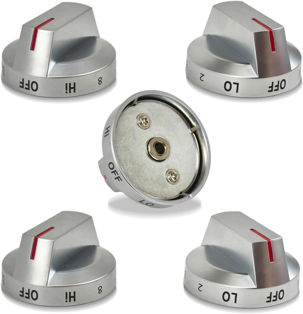 DG94-04167 Gas Stove Knobs Replacements, 5 Pack Metal Oven Knobs, Compatible with Samsung NX60A6511SS/AA NX60A6711SS/AA NX60A6751SS/AA Gas Range Knobs etc