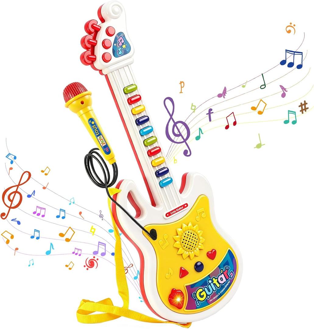 Toddler Guitar, Musical Instruments Toys for Toddlers 2 3, Montessori Karaoke Music Toys for 3 4 5 Year Old Boys Girls Pretend Play Gifts