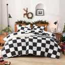 Andency Checkered Comforter Twin(66x90Inch), Black White Plaid Gingham Bed Set for Teen Boys Kids, Lightweight Microfiber Geometric Preppy Bedding, 2 Pieces