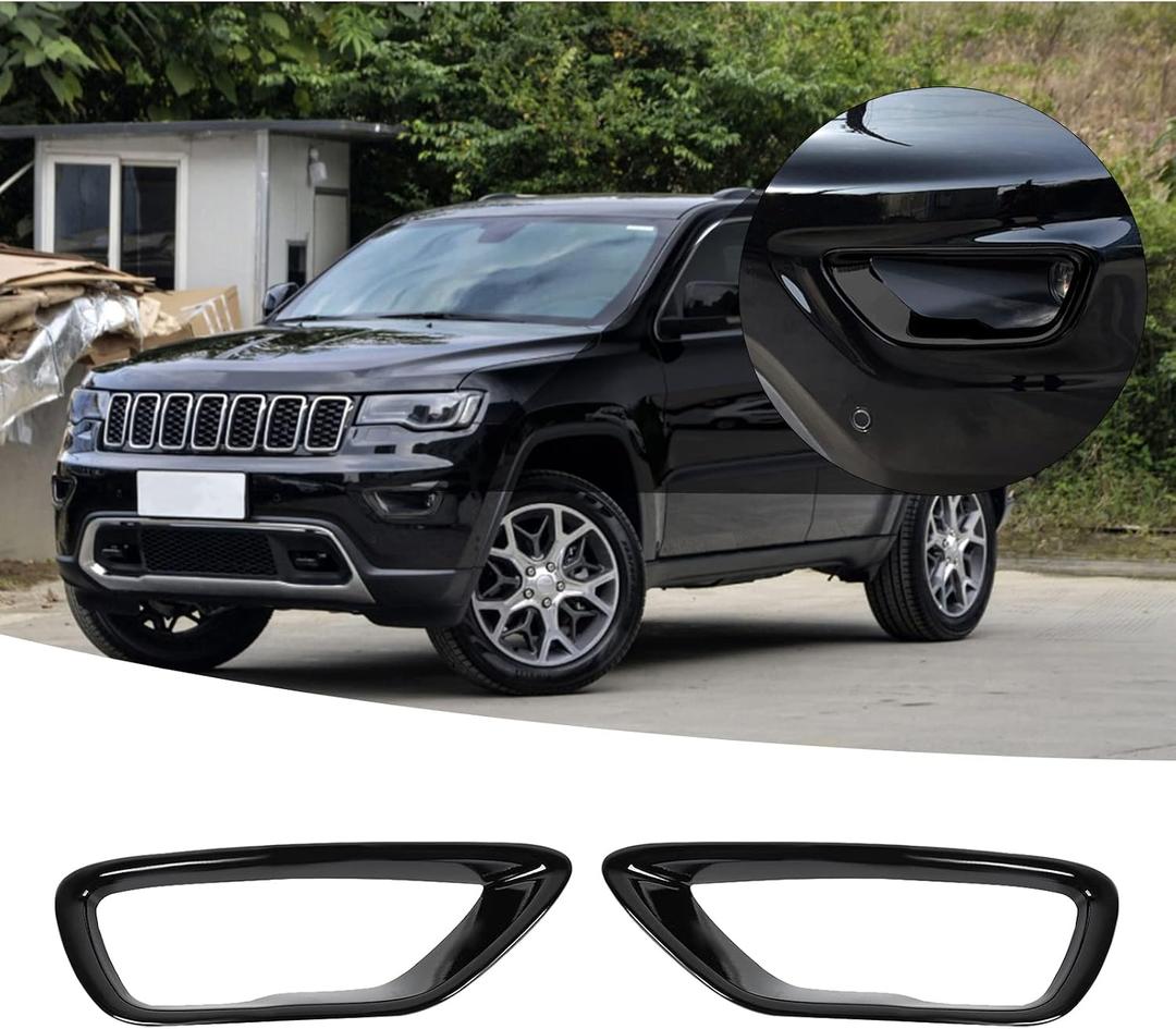 Hoolcar Front Fog Lights Cover Fog Lamp Frame Trim Replacement for 2018-2021 Jeep Grand Cherokee, Black