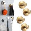 4-Pack Gold Suction Cup Hooks for Shower, Heavy Duty 15 LBS No Drill Towel Hooks, 304 Stainless Steel Bathroom Hooks for Glass, Tile, Mirror, Kitchen & Glass Door