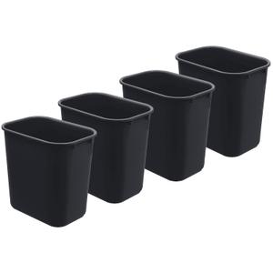Whitmor Wastebasket, Deskside Bin, Trash Waste Can (Plastic) (Black Color) (Set of 5)