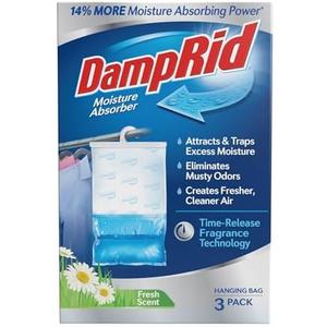 DampRid Fresh Scent Hanging Moisture Absorber, 1 Pound (Pack of 3) - Eliminates Musty Odors for Fresher, Cleaner Air, Ideal for Closet, 14% More Moisture Absorbing Power*- Blue 3 Pack
