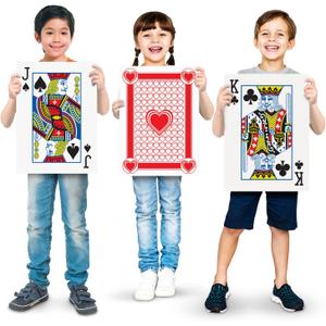 Gamie Giant Poker Jumbo Playing Cards - 10.5 Inches X 14.5 Inches - Extra Large Playing Cards Set with 2 Jokers - Huge Casino Game Cards for Kids and Adults - Oversize Poker Party Decorations - 1 Pack