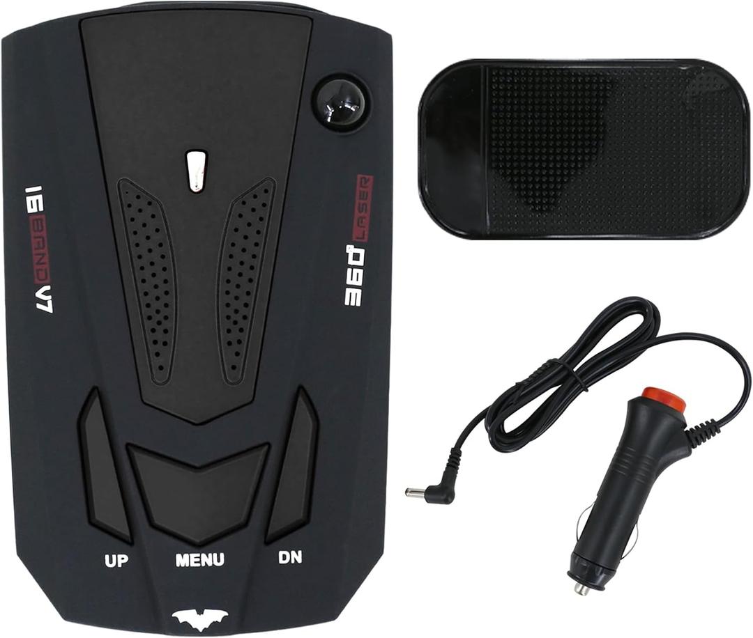 Car Radar Detector - 360° Full Band Detection with Voice Alert, False Alert Filter & Waterproof Design, for Highways/ Daily Driving, Long-Distance Tracking, LED DisplayOC16 Black