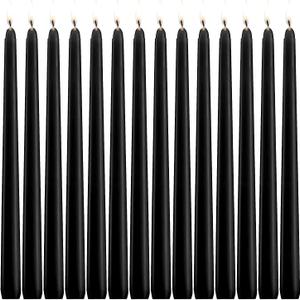 14 Unscented Black Taper Candle,10 inch Tall and 3/4 inch Thick,7.5 hrs Clean Burning,Dripless Candles for Weddings, Prayers, Festivals, Churches