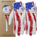 HANDLANDY Youth Golf Glove, Left Hand Kids Golf Gloves for Junior Toddler Boys Girls (Medium (Age 7-9)-2 Pack, White-Red)