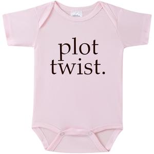 BIBIBLISSBABY Plot Twist Baby Announcement Onesie, Funny Pregnancy Announcement Outfit for Grandparents to be, Baby Shower Reveal Idea Gift (Fog)