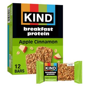 KIND Breakfast Protein Bars, Apple Cinnamon, Gluten Free, Low Sodium, Healthy Snacks, 8g Protein, 12 Count (12 Packs of 2 Bars) (EXP 06/29/27)