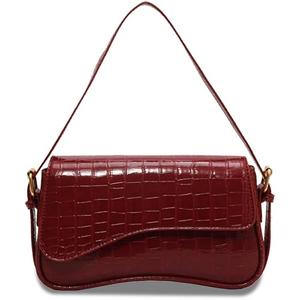 2025 Small Shoulder Bag Y2K Purse for Women, Crocodile Clutch Purse Handbag Satchel Tote Bag Classic Retro Crossbody Bag (Red)