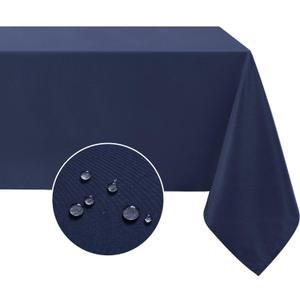 Softalker Rectangle Tablecloth, Waterproof & Stain Resistant Table Cloths Wrinkle Free Fabric Washable 210GSM Polyester Table Cover for Dining/Party/Outdoor - 60 x 102 inch,Navy Blue