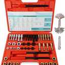 KUNGJUER 51PCS Thread Restorer Tool，Thread Repair Tool Kit with 22 Taps 24 Dies 3 Thread Files 2 Thread Gauges，Master Thread Rethreading Kit UNC UNF & Metric Thread Chaser Set，Rethread Repair Tool