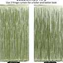 4 Pack Sage Green Wavy Metallic Tinsel Foil Fringe Curtains 3.3x6.6 Feet - Light Green Foil Streamers Backdrop Photo Booth Props for Birthday Wedding Christmas Party Decorations