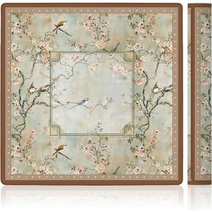 LZYRF Vintage Chinoiserie Cherry Blossom Mahjong Mat 31.5 x 31.5 in, Cottagecore Botanical Floral Bird Anti Slip and Noise Reduction Game Table Cover for Mahjong Dominoes Card Board Tile Games
