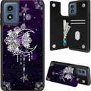 Wallet Case for Motorola Moto G 5G 2024 6.6" with Card Holder and RFID Protection, PU Leather Kickstand Shockproof Protective Cover for Moto G 5G 2024,Moonflower