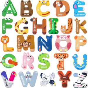 Magnetic Letters, Alphabet ABC Fridge Magnets for Toddlers & Kids, Cute Educational Animal Toys, 26 Uppercase Refrigerator Magnets, Great Spelling Learning Gift for Preschool