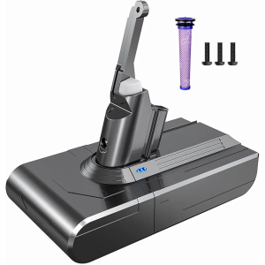 YABER 6000mAh Battery for Dyson V8 Battery Replacement 21.6V Compatible for Original V8 Animal V8 Absolute V8 Fluffy V8 Motorhead Handheld Cordless Vacuum Cleaner Li-ion Battery with 1xPre Filter