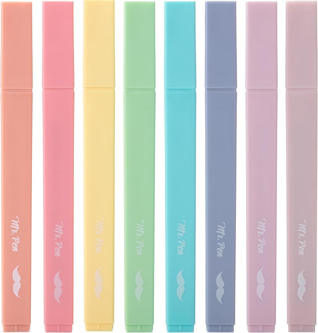 Mr. Pen- Aesthetic Highlighters No Bleed, 8 Pack, Candy Colors, Chisel Tip, Cute Highlighters Assorted Colors for Journaling, Highlighting, Underlining, Fast Dry, Back to School Supplies