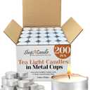 200 Pack Tealight Candles in Metal Cups - Clean, White Unscented with 4.5 Hour Long Burning Time - Votive Candles Bulk for Romantic Dinner, Weddings, Spa & Hotels by PARNOO