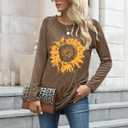 Locryz Women Tunic Tops for LeggingsGraphic Print Shirt Casual Long Sleeve Tunics Blouse (L)