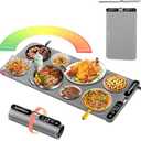 Warming Mat for Food Extra Large, Electric Warming Tray, 15"x31.5" Silicone Heating Mat with 7 Level Adjustable Temp and 8 Hours Timer, Food Warmer for Parties Buffet Home Travel, Dark Gray