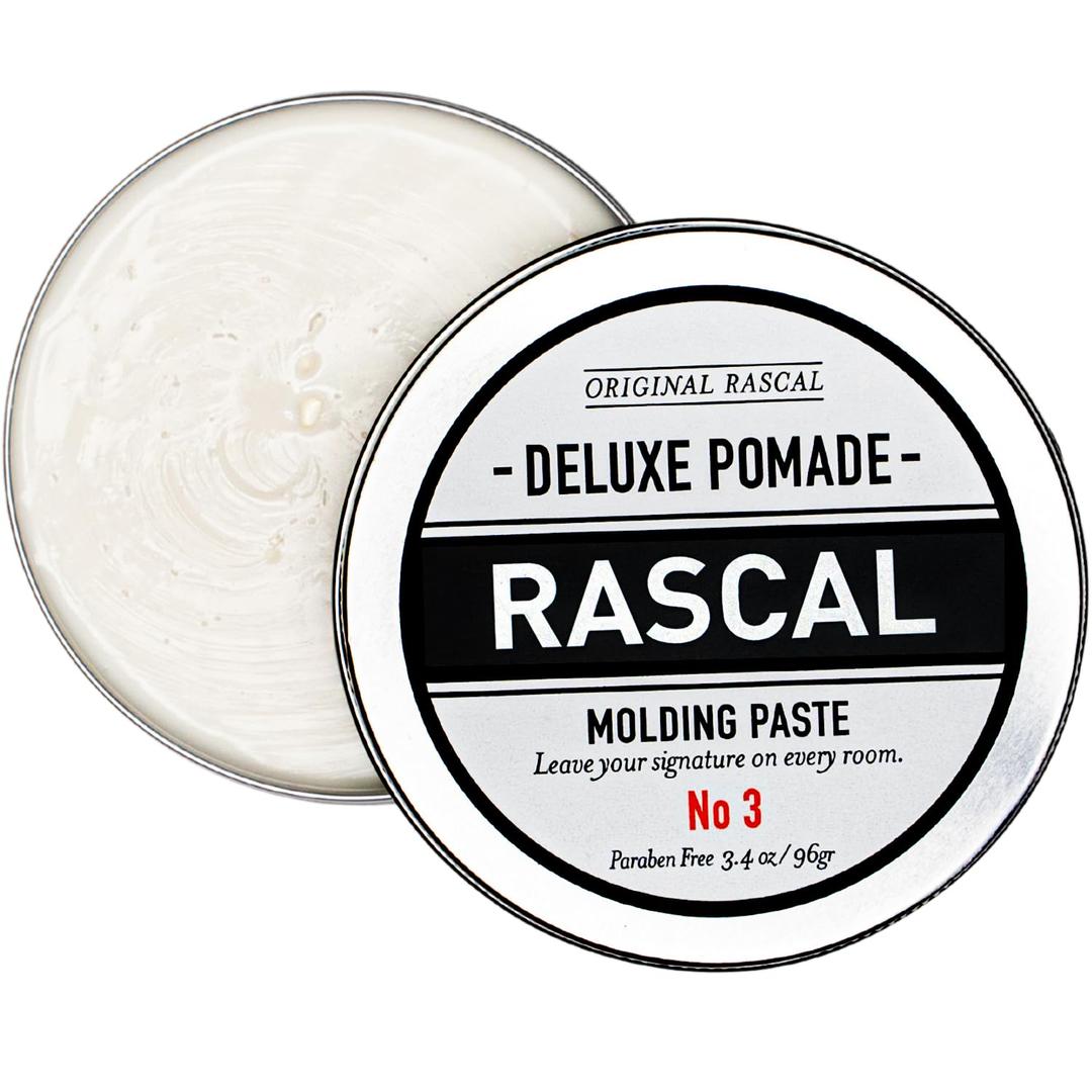 Original Rascal Deluxe Pomade for Men #3 - Matte Molding Hair Paste with Medium Hold & High Shine - Men's Styling Care Solution Product for All Hair Types - Natural Infused with Beeswax & Mineral Oil (3.4 Ounce (Pack of 1))