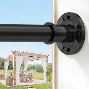 Tension Curtain Rod 31 to112 In Extra Long Curtain Rod Adjustable Pole Heavy Duty Spring Matte Black Shower Curtain Rod for Bathroom Windows Room Divider Never Rust Anti-Slip