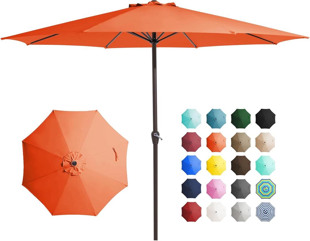JEAREY 12' Patio Umbrellas Outdoor Table Market Umbrella w/Crank, 8 Sturdy Ribs, UV Protection Waterproof Sunproof for Garden, Deck, Backyard, Pool(Orange)