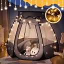 Pop Up Play Tent with Star LightNeutral Toy for Boy Girl Birthday Gifts, Portable Ball Pit with Outdoor Carry Bag, Collapsible Kids Tent for Toddler Indoor Activity Playhouse,NO Balls(Black)