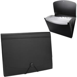 Accordion Folder Organizer with 13 Pockets Letter A4 Size File Folder Waterproof Expandable File Folder Office Home School Supplies (Black)