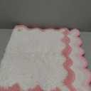 ORTIGIA Scalloped Pink Bathroom Rugs Non Slip Washable, Quick Dry Absorbent Soft Plush Microfiber Bath Mats, Bath Rugs for Bathroom Floor Carpet for Sink Bedroom, Pink and White, 20x32